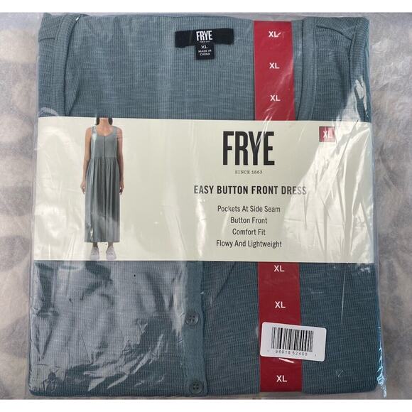 Frye Womens XL Midi Tank Dress Trooper Button Front Side Pockets Sleeveless - Picture 1 of 4